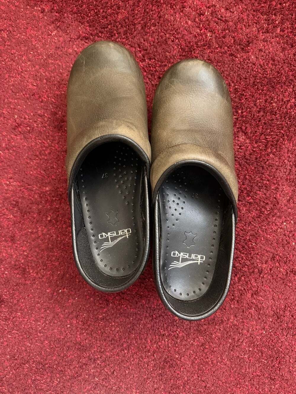 Dansko Brown Leather Staple Clog Shoes Size 37